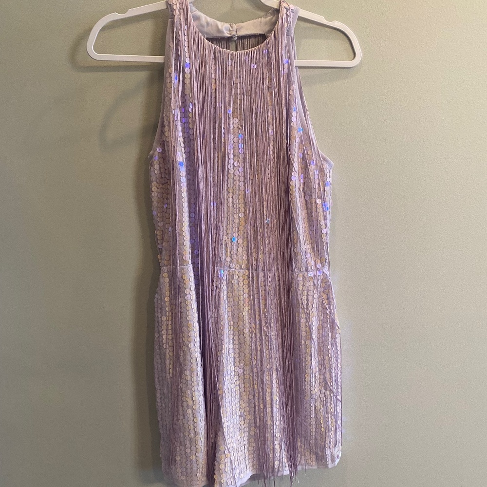 Asos Lilac Romper Open-Back with Sequins & Fringe